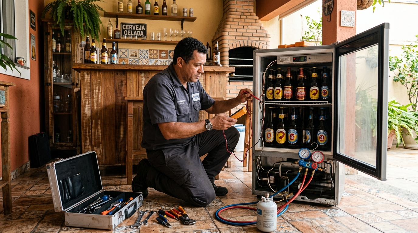 Aplicação de gás refrigerante em cervejeira atendida em Jaboatão dos Guararapes‑PE